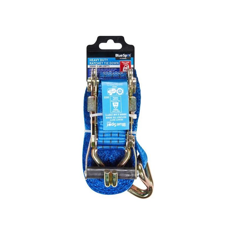 Bluespot Tools Heavy-Duty Ratchet Tie Down 38mm x 6m BlueSpot Tools - RockBottom Northampton