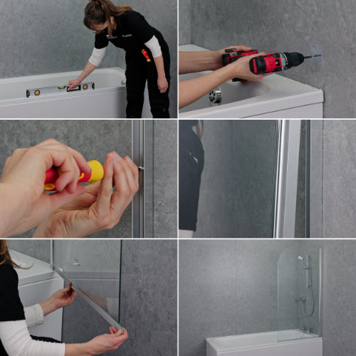 Mira Elevate Hinge Bath Screen Curved 800