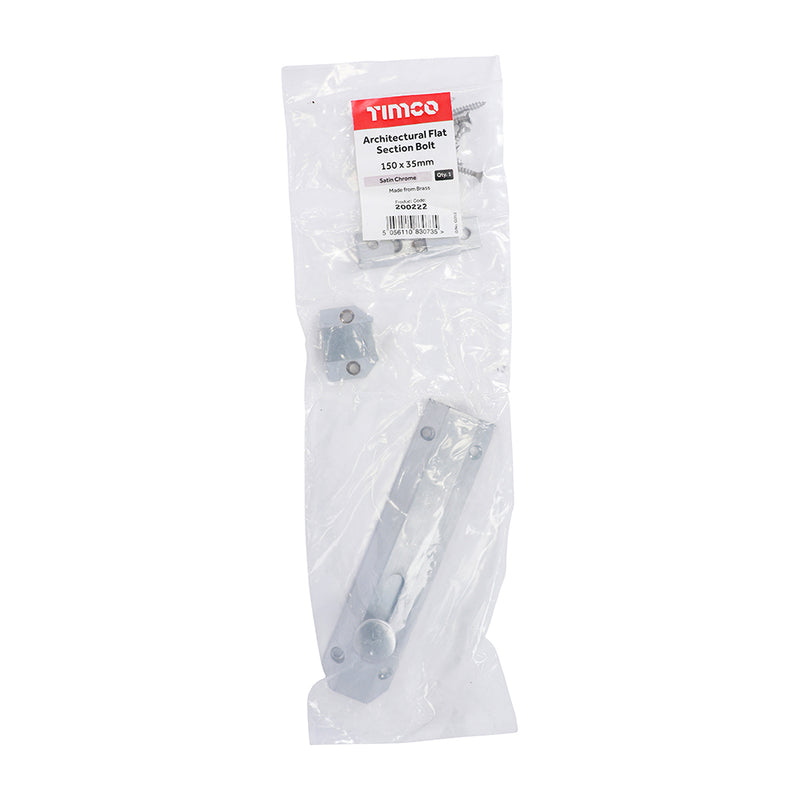 TIMCO Architectural Flat Section Bolt Polished Brass