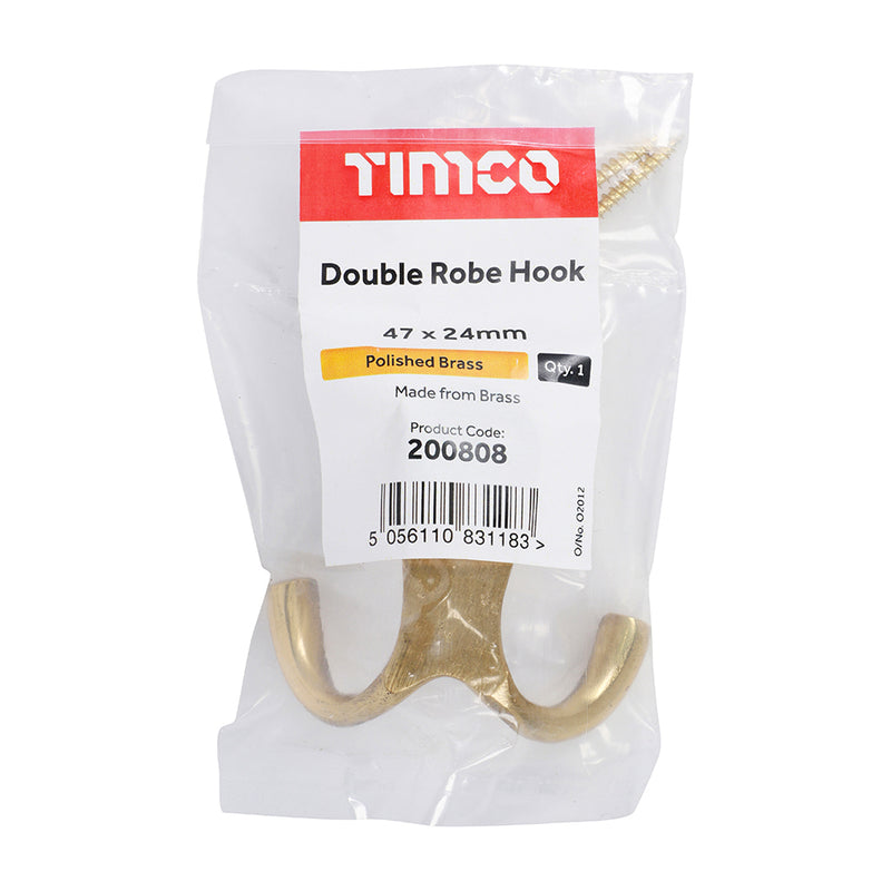 TIMCO Double Robe Hook Satin Chrome