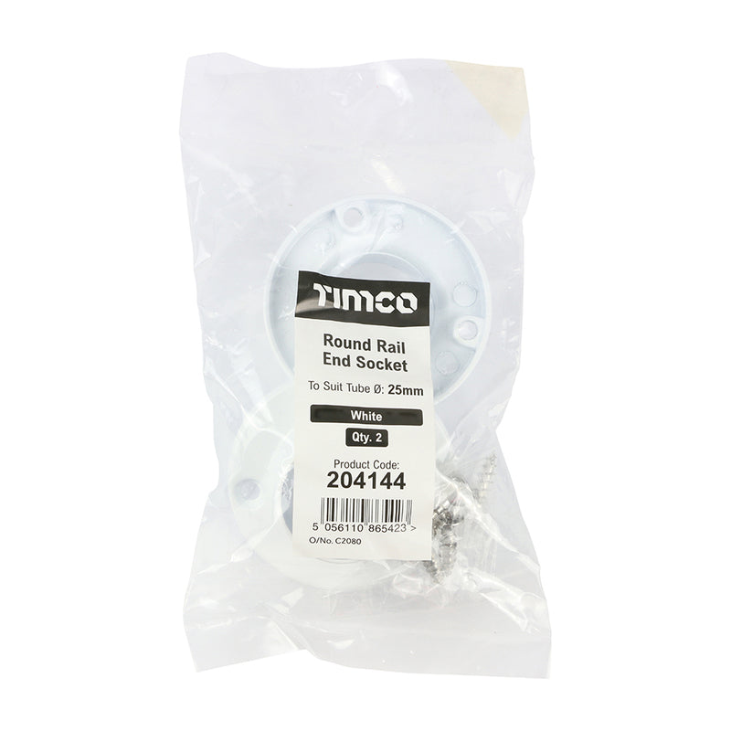 TIMCO Locking End Socket For Round Tube Polished Chrome - 25mm