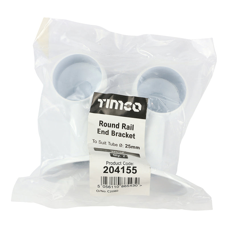 TIMCO End Bracket For Round Tube Polished Chrome - 25mm