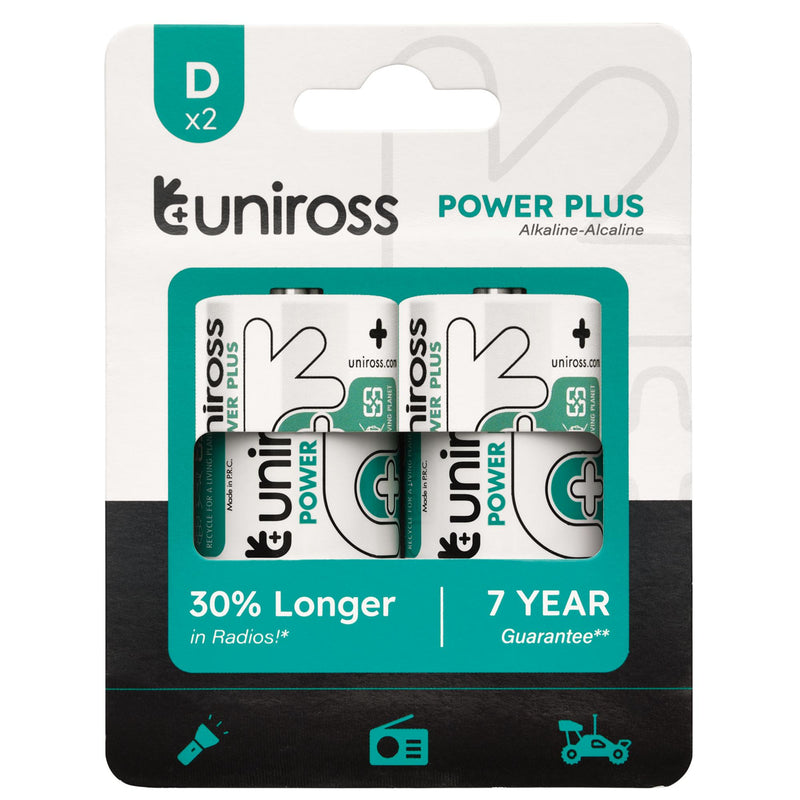 Draper 21616 Uniross LR20 D Power Plus Alkaline Batteries (Pack of 2)