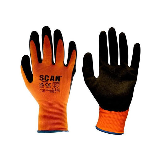 Scan Hi-Vis Orange Foam Latex Coated Gloves - XL (Size 10) Scan - RockBottom Nothampton