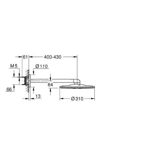 Rainshower 2 Spray with Head and Arm - (310mm hd) - req 26483/4 Phantom Black