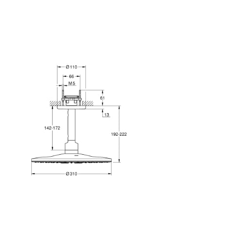 Rainshower 2 Spray Ceiling Head and Arm - (310mm hd) - req 26483/4 Phantom Black