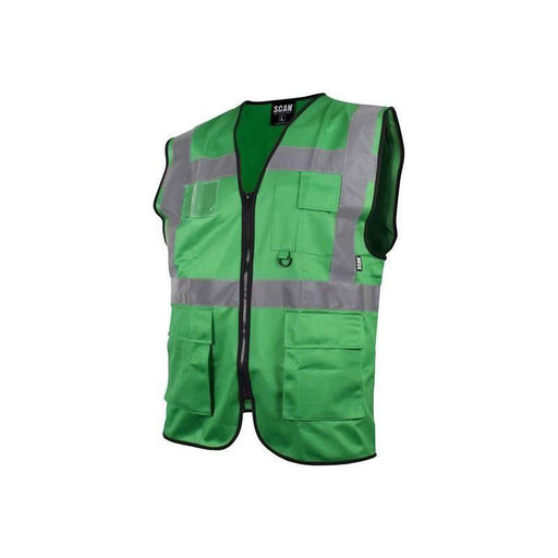 Scan Hi-Vis Utility Green Waistcoat - XL (46in) Scan - RockBottom Nothampton