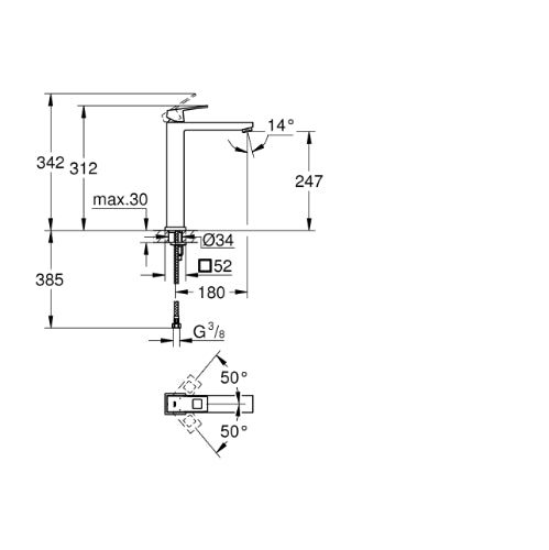 Eurocube Tall Basin Mixer Brushed Hard Graphite