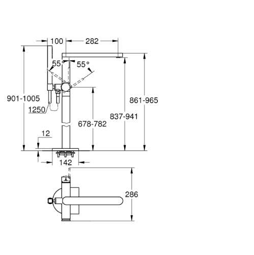 GrohePlus Freestanding Bath-Shower Mixer Brushed Hard Graphite