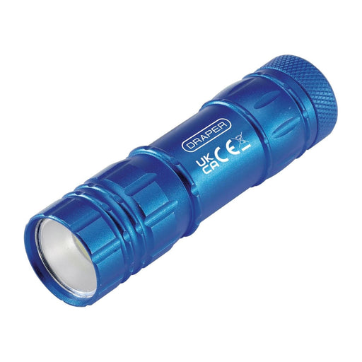 Draper 90103 COB LED Aluminium Hand Torch, 3W, 85 Lumens, 3 x AAA Batteries Supplied