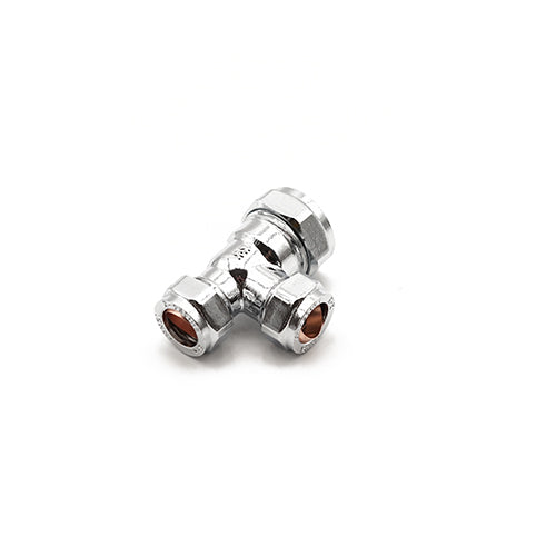 Prima Plus chrome comp reduced tee 22 x 15 x 15mm
