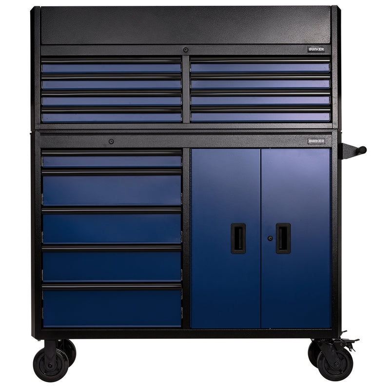 Draper 24254 BUNKER® 13 Drawer Combined Roller Cabinet and Tool Chest, 52", Blue