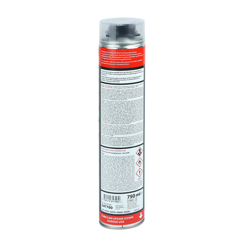 TIMCO Fill & Fix Fire Rated Expanding PU Foam B1 Hand Held - 750ml