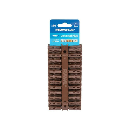 Rawlplug Brown UNO® Plugs 7 x 30mm (Card 96) Rawlplug - RockBottom Nothampton