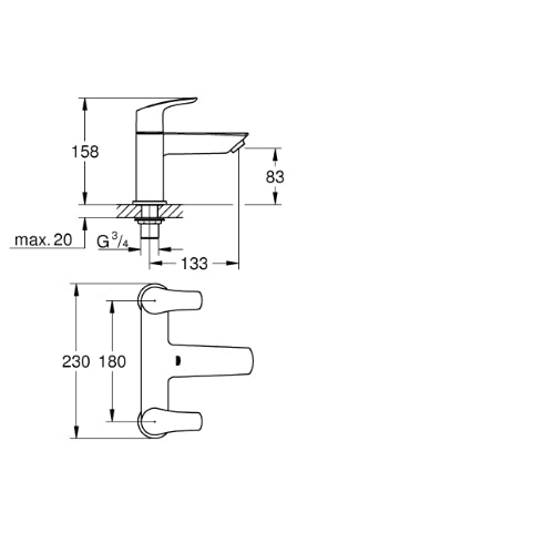 Eurosmart Deck 2H Bath Filler Chrome