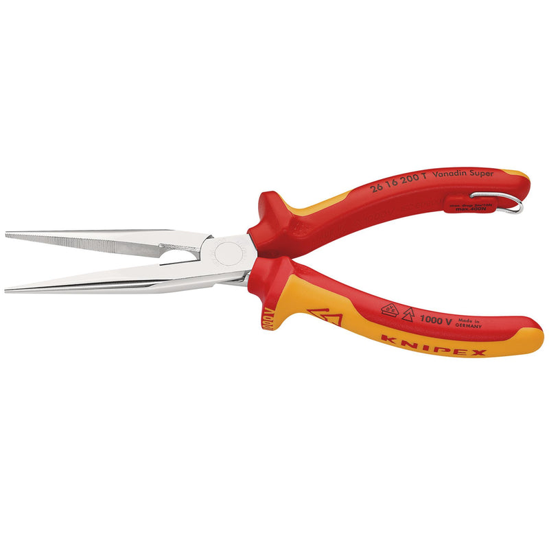 Draper 25245 KNIPEX 26 16 200 T BK Snipe Nose Side Cutting Pliers, 200mm