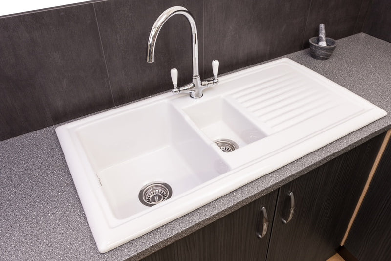 Reginox White Ceramic Reversible Sink 1.5 Bowl
