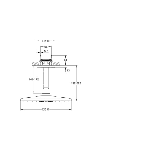 Rainshower SmartActive Cube Ceiling Head and Arm (310mm hd) Brushed Hard Graphit