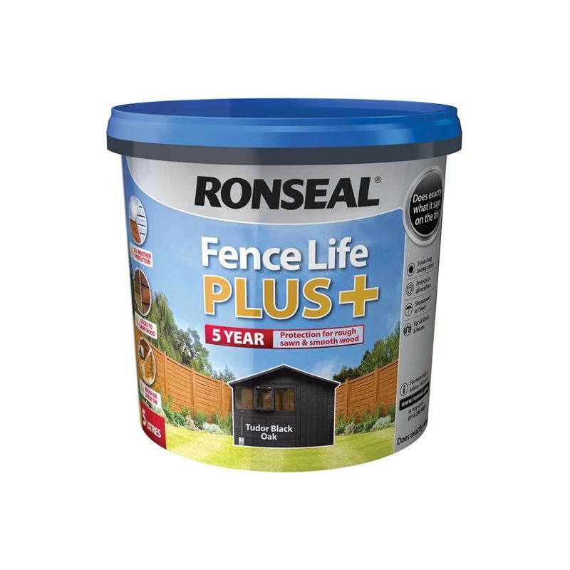 Ronseal Fence Life Plus+ Tudor Black Oak 5 litre Ronseal - RockBottom Nothampton