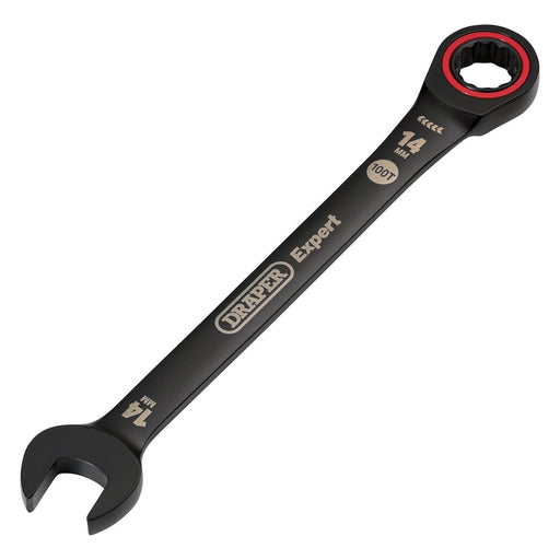 Draper 03887 Draper Expert HI-TORQ® Metric Ratchet Combination Spanner, 14mm, Black