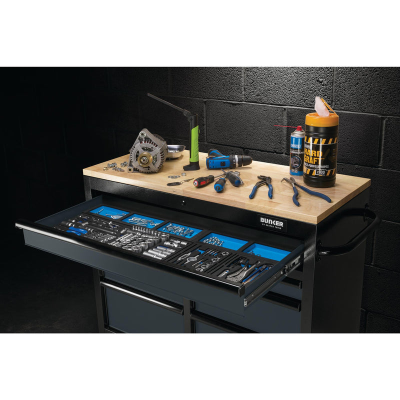 Draper 27207 BUNKER® 7 Drawer Workbench Roller Tool Cabinet, 41", Grey
