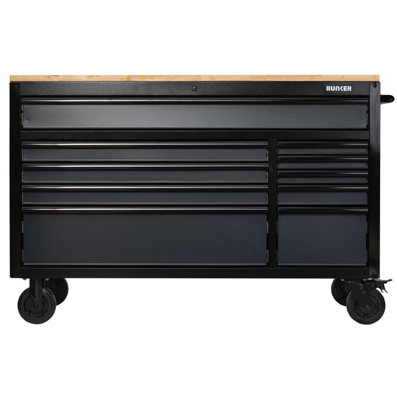 Draper 27220 BUNKER® 10 Drawer Workbench Roller Tool Cabinet, 56", Grey
