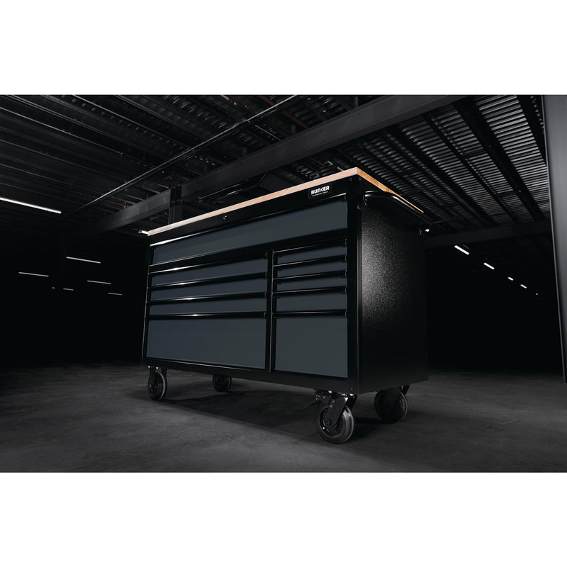 Draper 27220 BUNKER® 10 Drawer Workbench Roller Tool Cabinet, 56", Grey