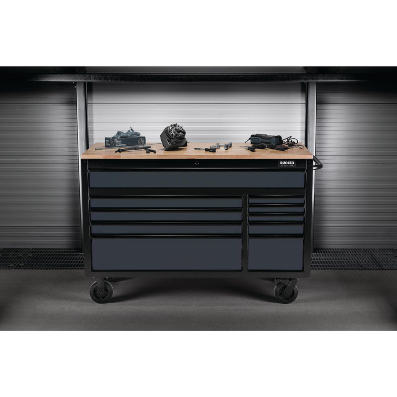 Draper 27220 BUNKER® 10 Drawer Workbench Roller Tool Cabinet, 56", Grey