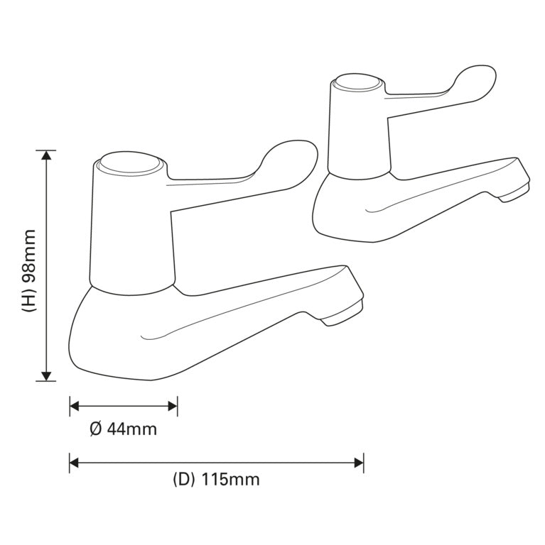 SupaPlumb Lever Basin Taps W: 44mm H: 98mm D: 115mm