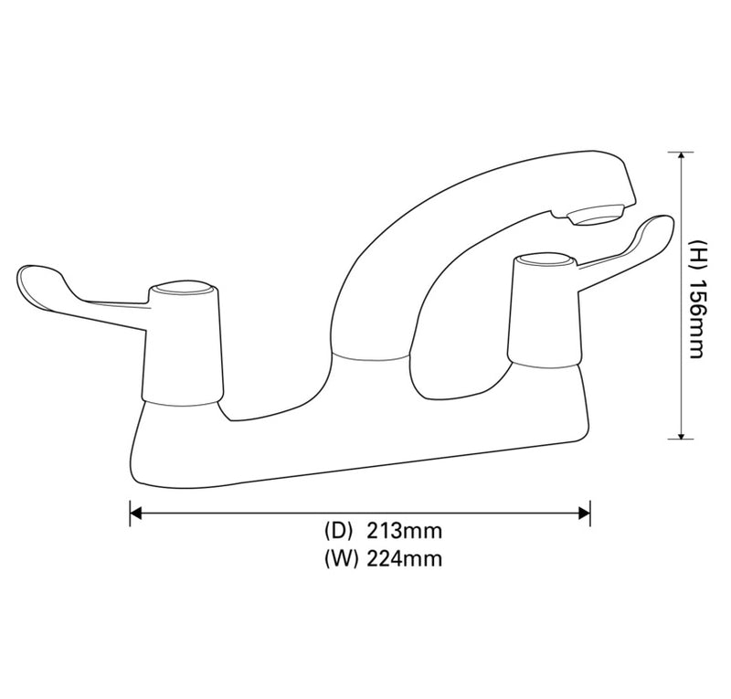 SP Rhodes Deck Mixer Lever Sink Tap H 167mm W 224mm D 213mm