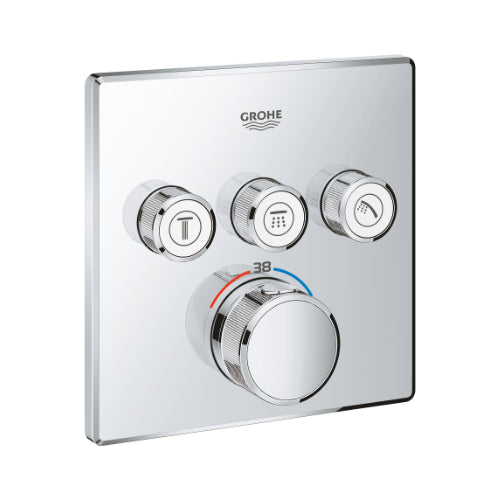 GRT SmartControl Trimset Square 3 Outlet  - req 35604 Chrome
