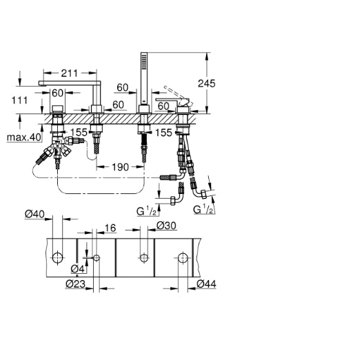 GrohePlus 4H Bath Filler - req 29037 Chrome