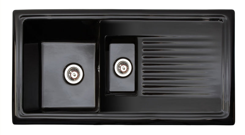 Reginox Black Ceramic Reversible Sink 1.5 Bowl
