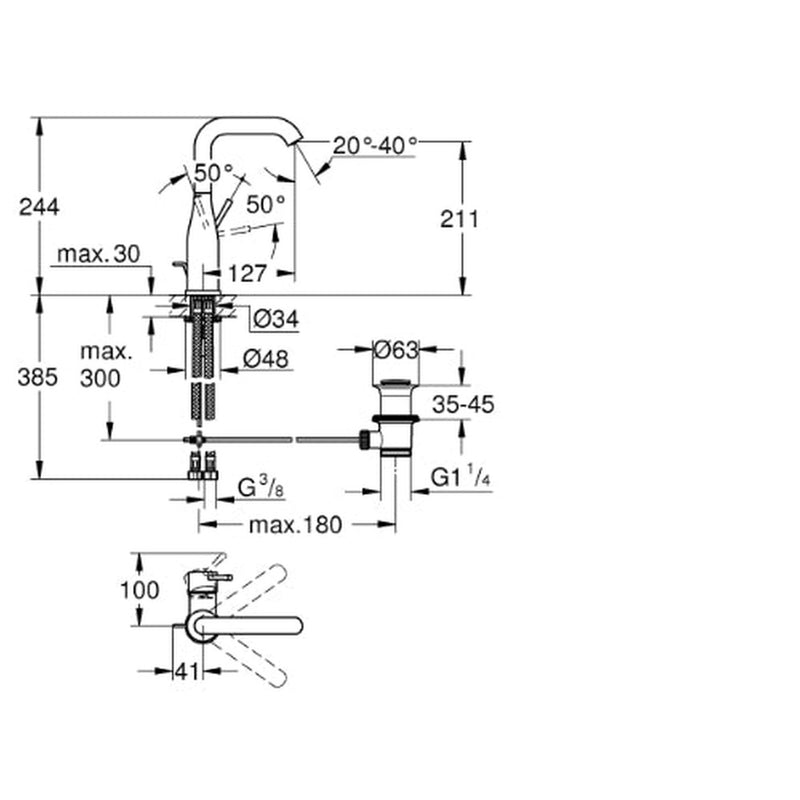 Mono Large Swivel Basin Mixer PUW Chrome