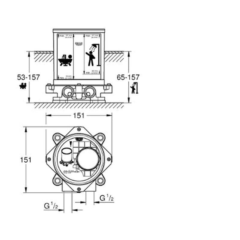 Installation set f. floor mtd bath spout