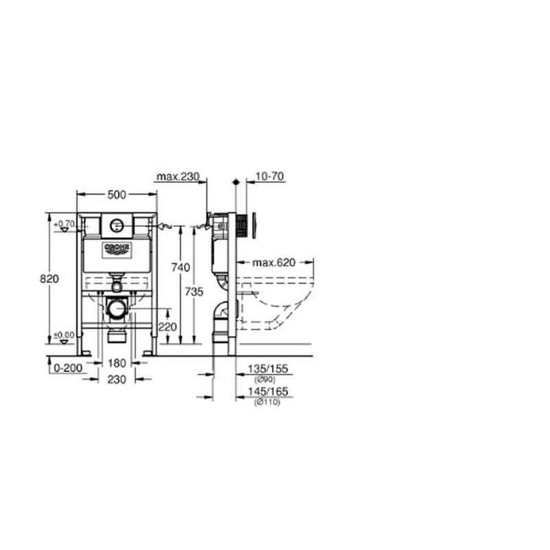 Rapid SL Frame and Nova Cosmo Flush Plate - 0.82m