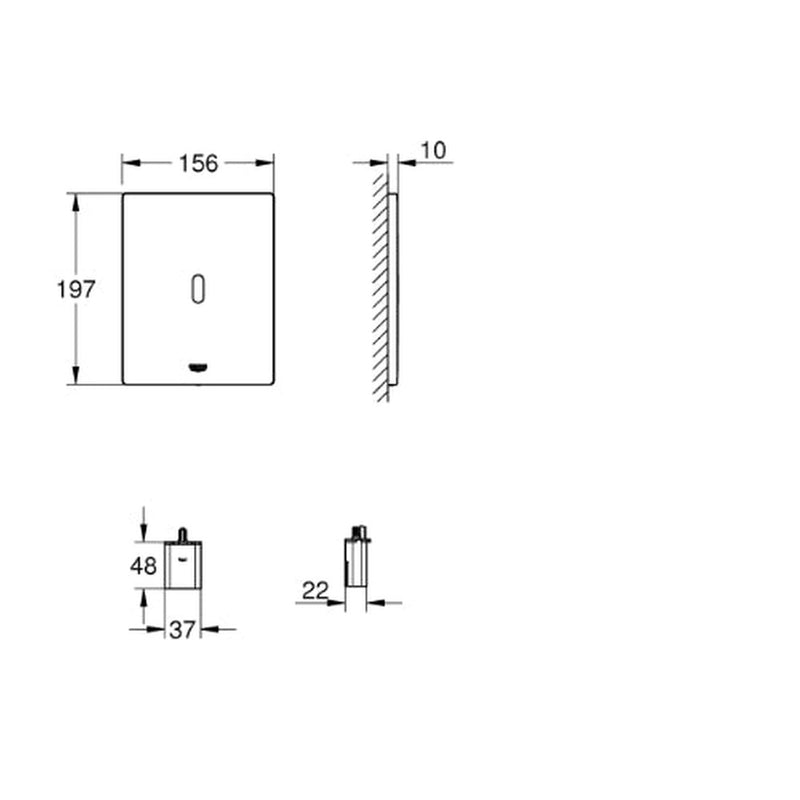 Tectron Bau E WC ELC IR battery operated Flush Plate