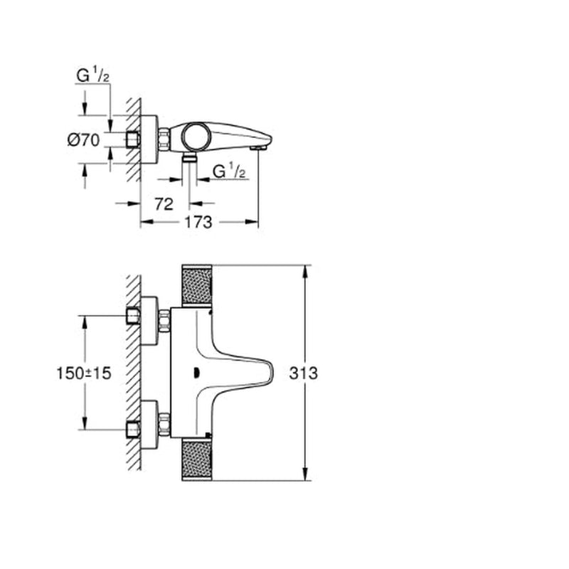 G1000 Performance Bar Valve; Bath Fill and Rail Kit Chrome