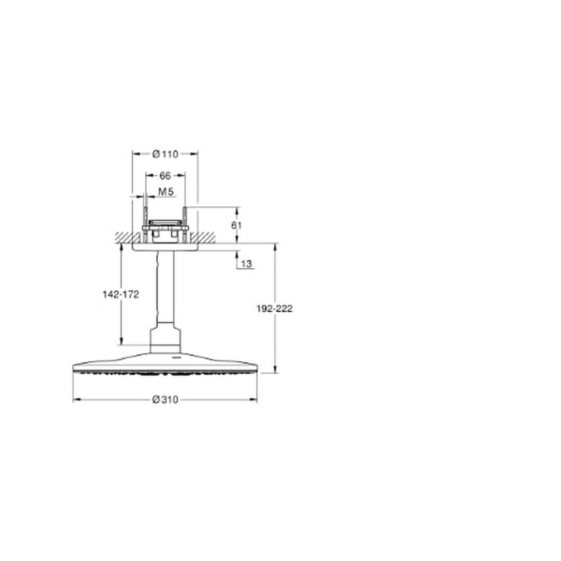 Rainshower 2 Spray Ceiling Head and Arm - (310mm hd) - req 26483/4 Phantom Black
