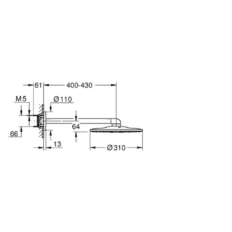 Rainshower 2 Spray with Head and Arm - (310mm hd) - req 26483/4 Phantom Black