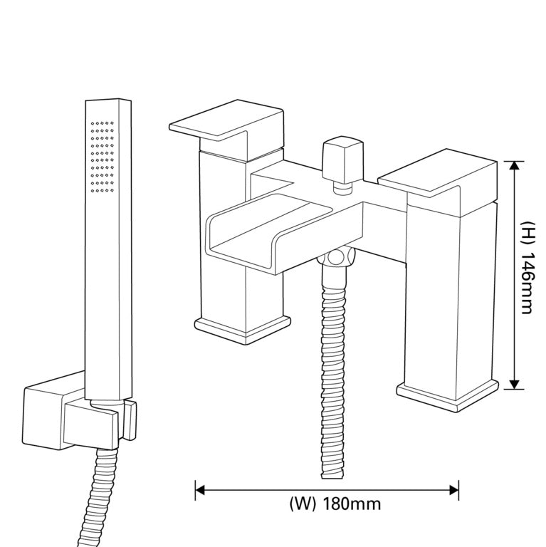 SP Cascade Bath Shower Mixer Tap H: 146mm D: 180mm