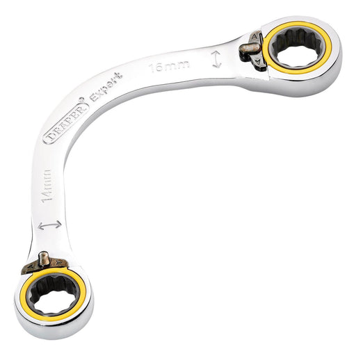 Draper 03935 Draper Expert HI-TORQ® Double Ring Ratchet Half Moon Spanner, 14 x 16mm