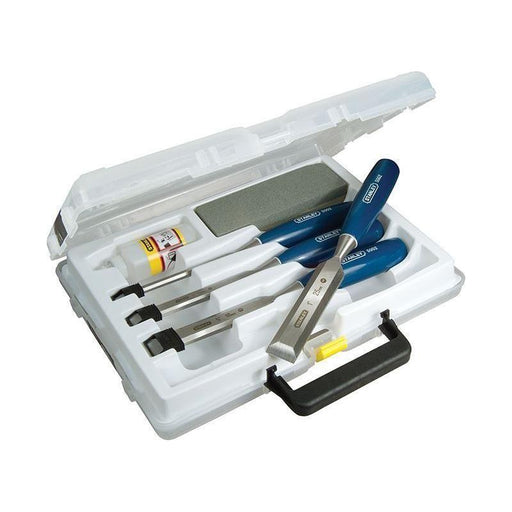 Stanley® Hand Tools 5002 Bevel Edge Chisel & Oilstone Set, 6 Piece STANLEY® Hand Tools - RockBottom Nothampton