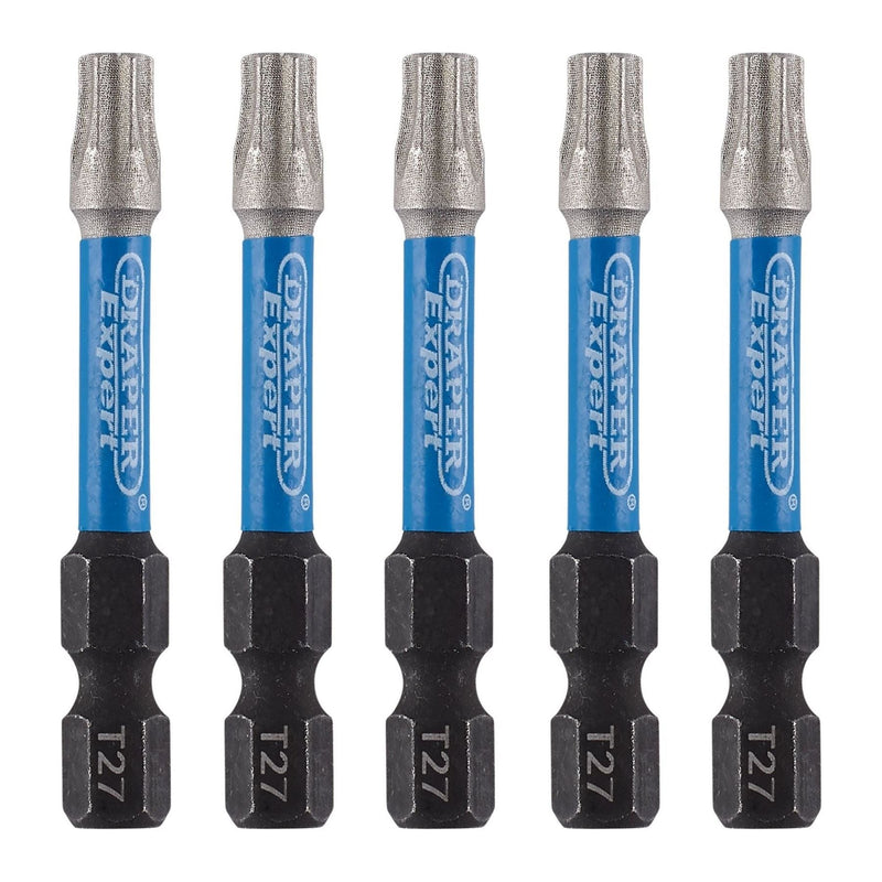 Draper 05654 Draper Expert TX-STAR® Impact Screwdriver Bits, T27 x 50mm, 1/4" Hex (Pack of 5)