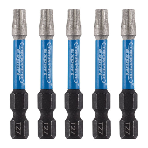 Draper 05654 Draper Expert TX-STAR® Impact Screwdriver Bits, T27 x 50mm, 1/4" Hex (Pack of 5)