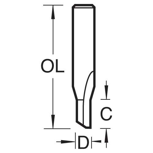3/0X1/2TC - Two flute cutter 4.7mm diameter