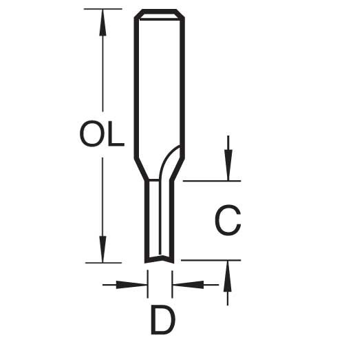 3/61DCX1/2TC - Two flute cutter 10mm diameter