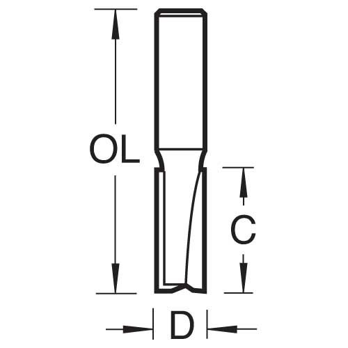 3/24X1/4TC - Two flute cutter 6mm diameter