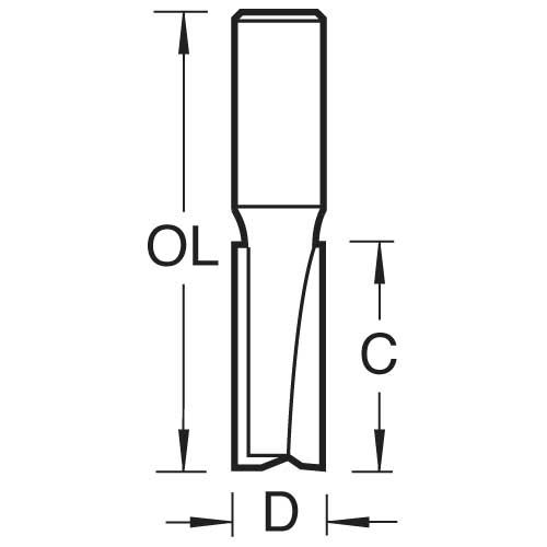 3/8X1/2TC - Two flute cutter 12mm diameter