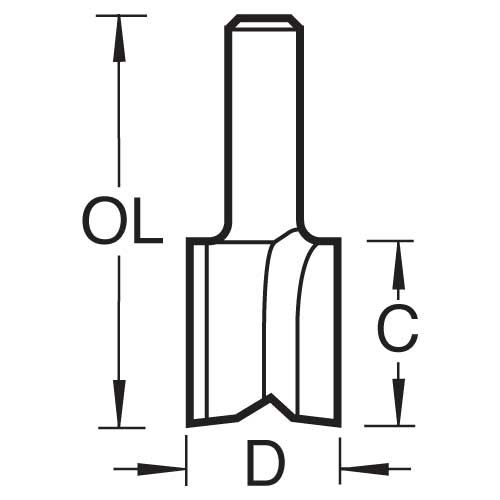 3/8LX1/4TC - Two flute cutter 12mm diameter